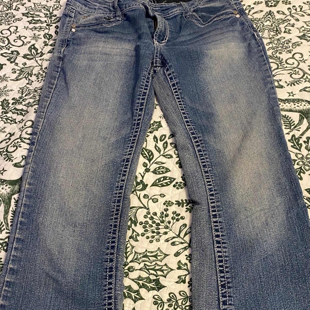 Wallflower Women's boot cut Jeans in Distressed Blue - Picture 1 of 5